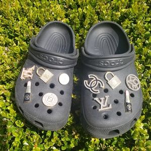 Black kids Crocs with Charms